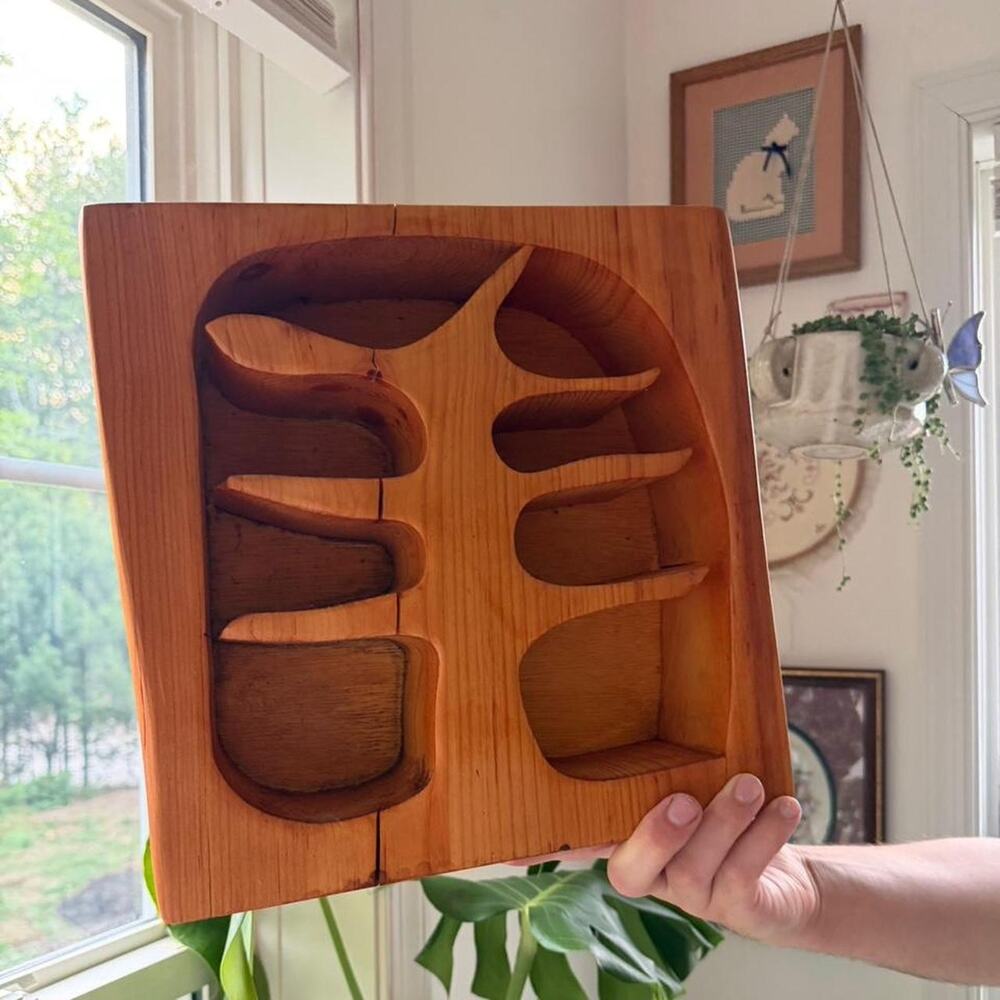 Vintage Solid Wood Shadow Box Tree Maine